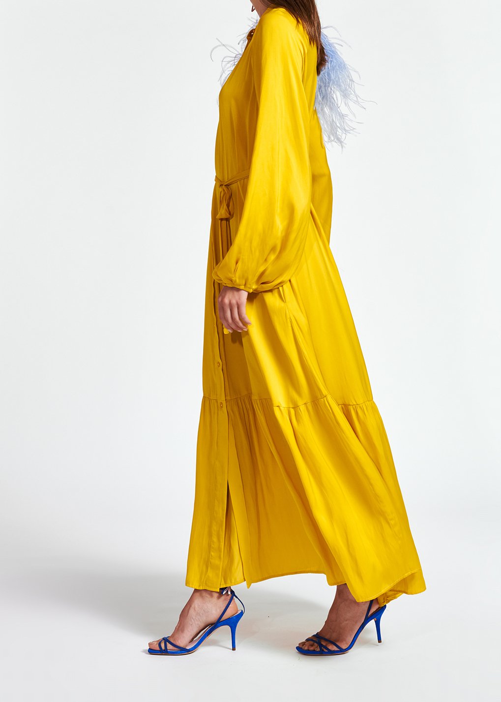 Yellow long-sleeved maxi dress RE—SSENTIEL second-hand photo 7