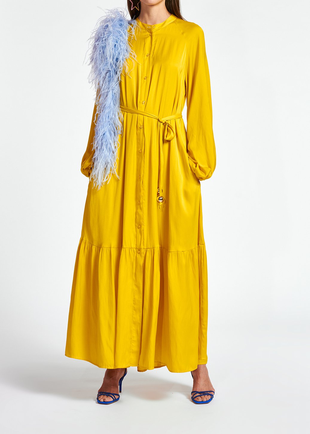 Yellow long-sleeved maxi dress RE—SSENTIEL second-hand photo 8