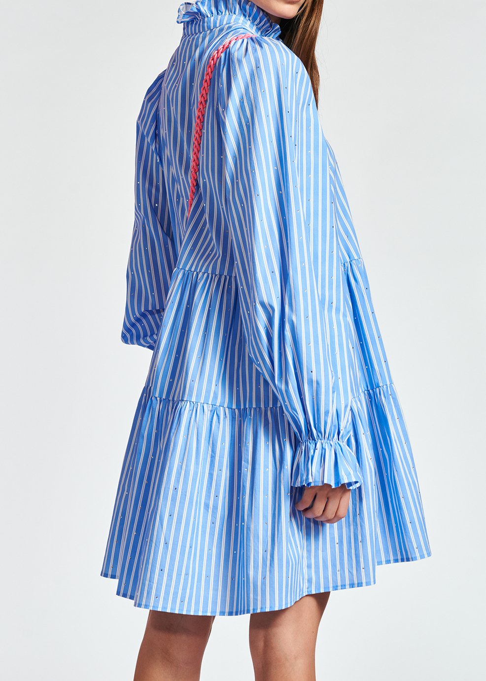 Mini robe bleu clair en popeline avec strass RE—SSENTIEL seconde main photo 7