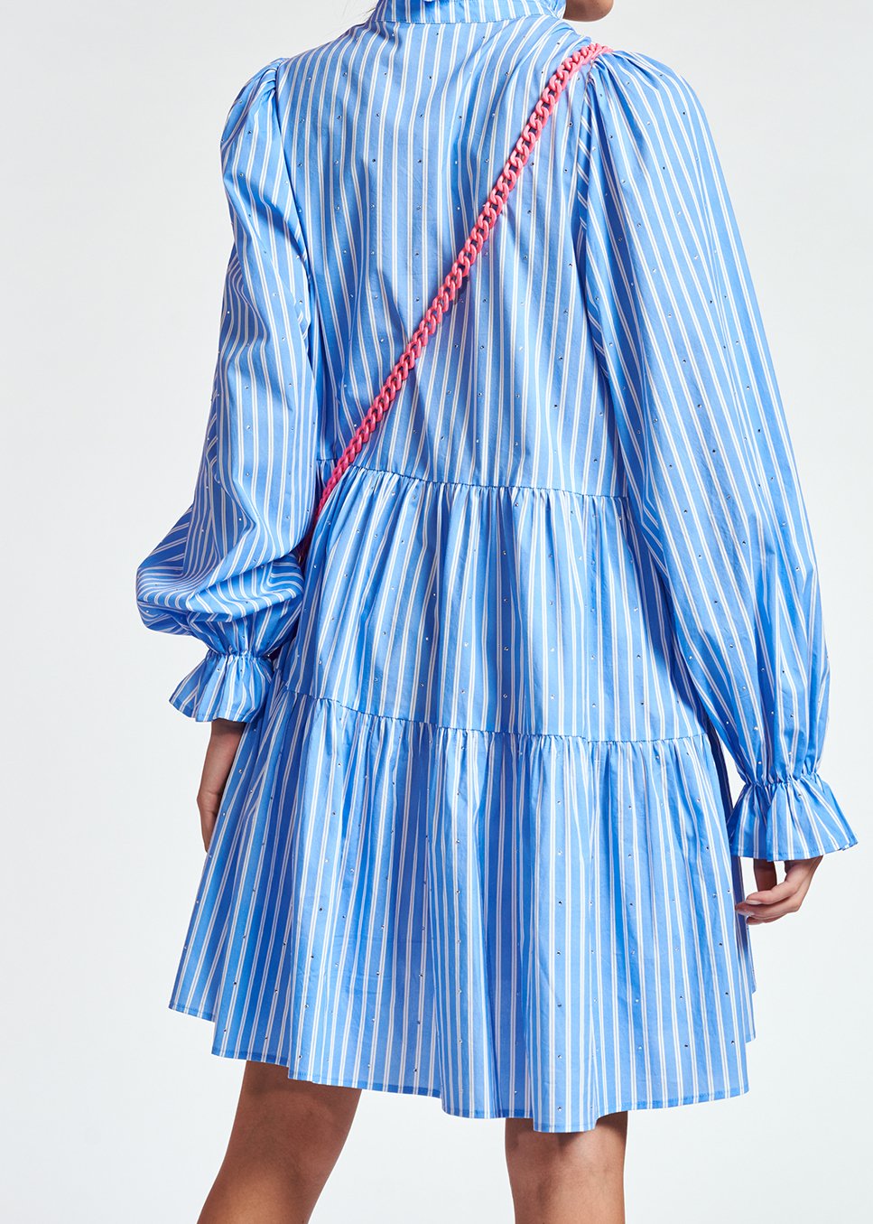 Mini robe bleu clair en popeline avec strass RE—SSENTIEL seconde main photo 8