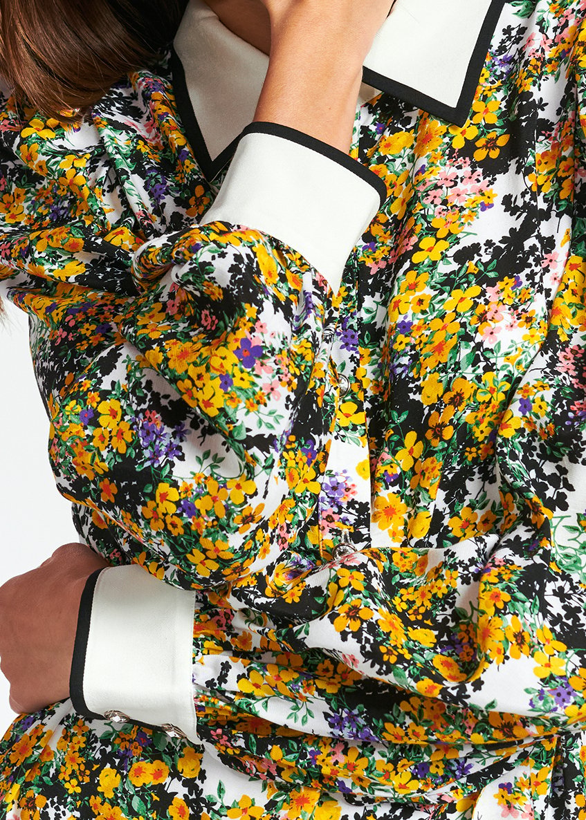 Mini robe chemise blanc cassé à  fleurs RE—SSENTIEL seconde main photo 3