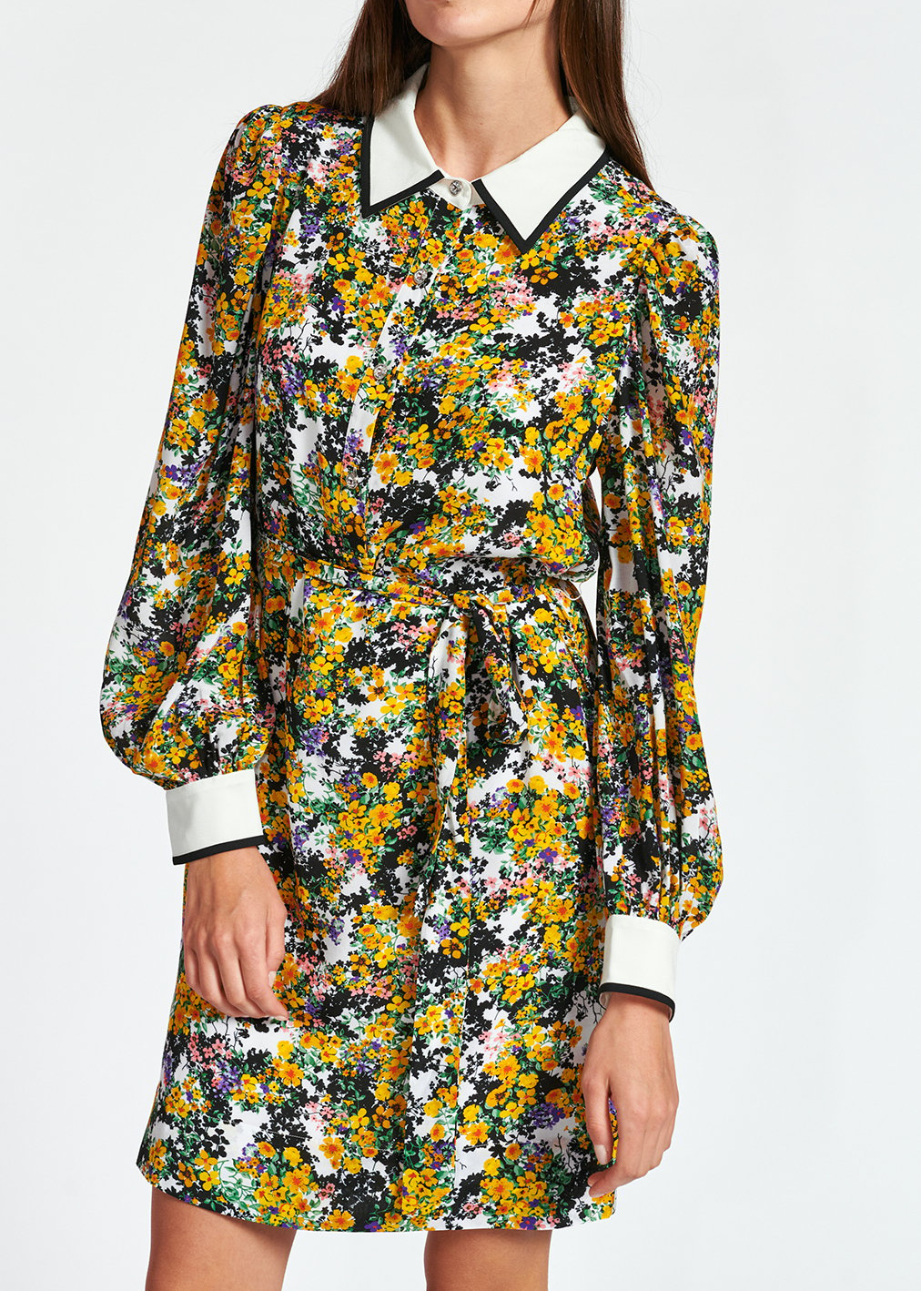 Mini robe chemise blanc cassé à  fleurs RE—SSENTIEL seconde main photo 6
