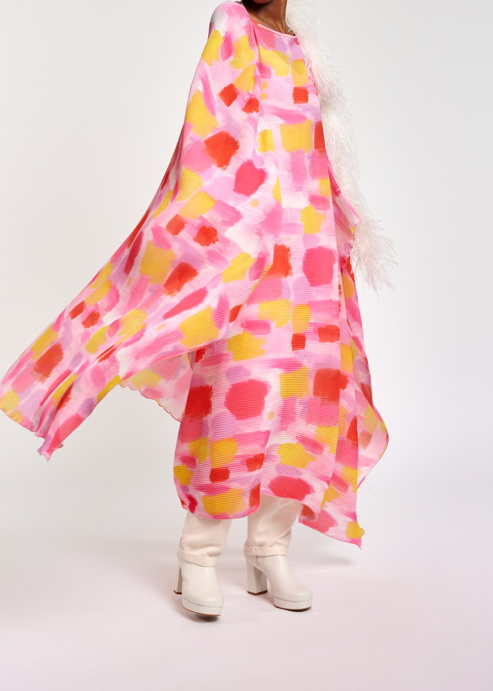 Pink and yellow pissé maxi-length kaftan dress RE—SSENTIEL second-hand photo 6