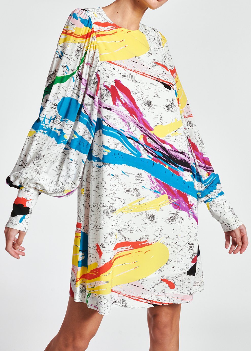 Mini robe blanc cassé à  imprimé multicolore RE—SSENTIEL seconde main photo 6