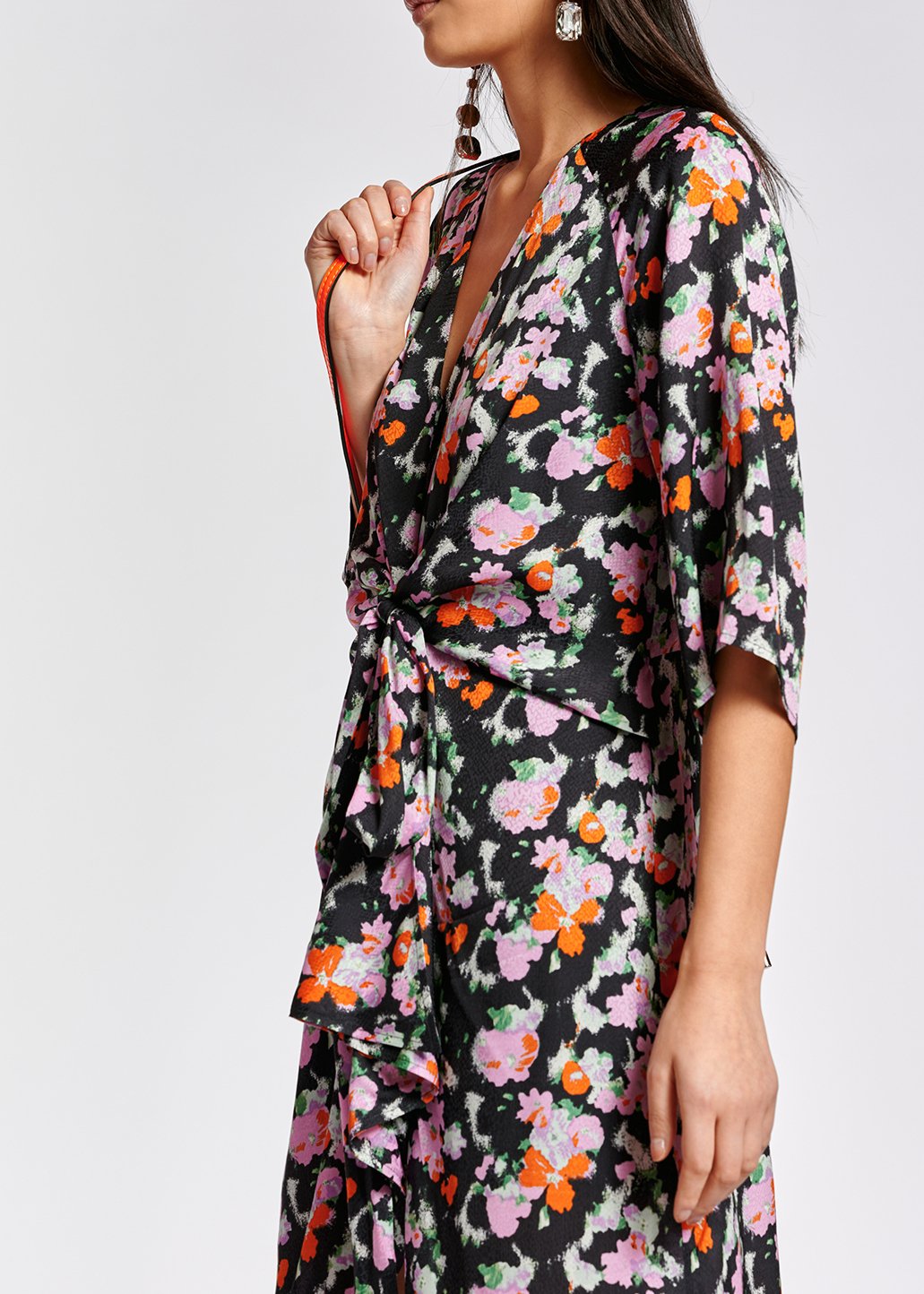 Donkerblauwe midi-jurk met print RE—SSENTIEL tweedehands photo 4
