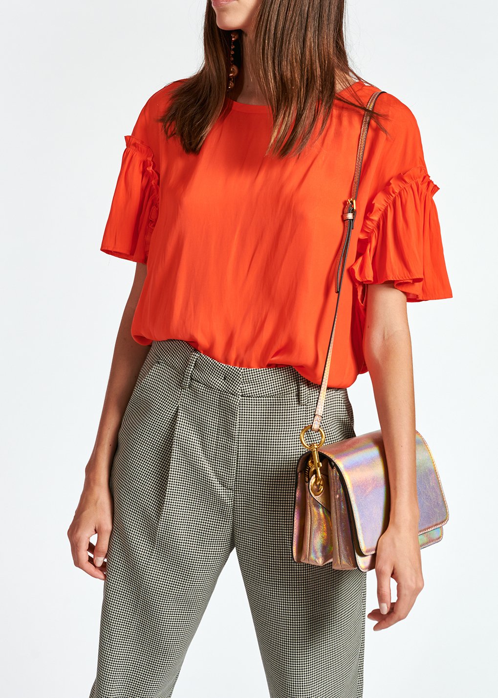 Oranje top met korte ruchemouwen RE—SSENTIEL tweedehands photo 3