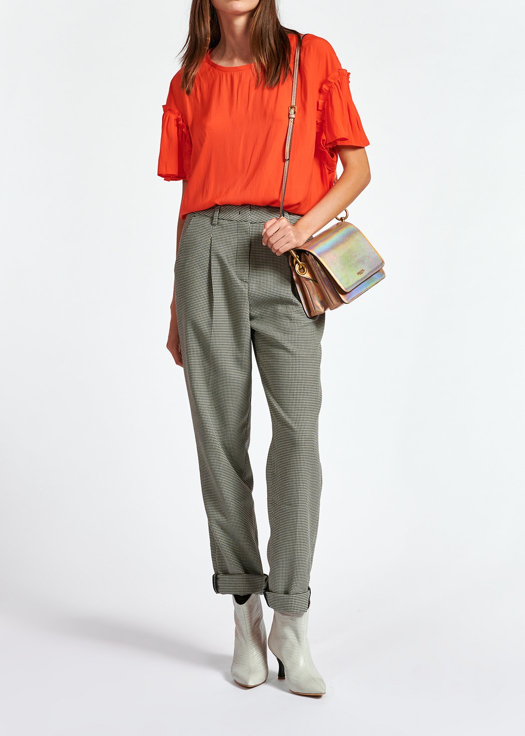 Oranje top met korte ruchemouwen RE—SSENTIEL tweedehands photo 5