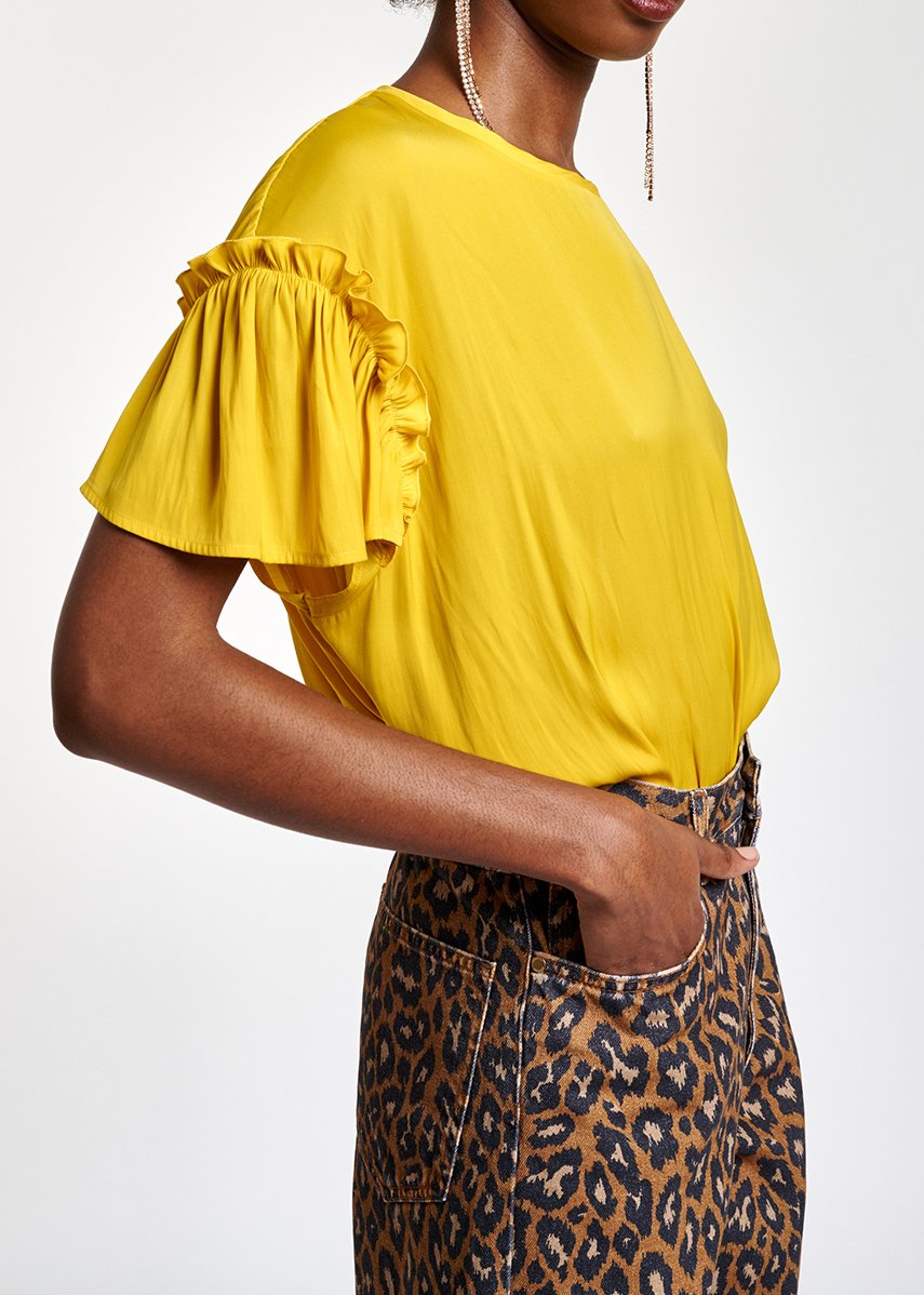Gele top met korte ruchemouwen RE—SSENTIEL tweedehands photo 5