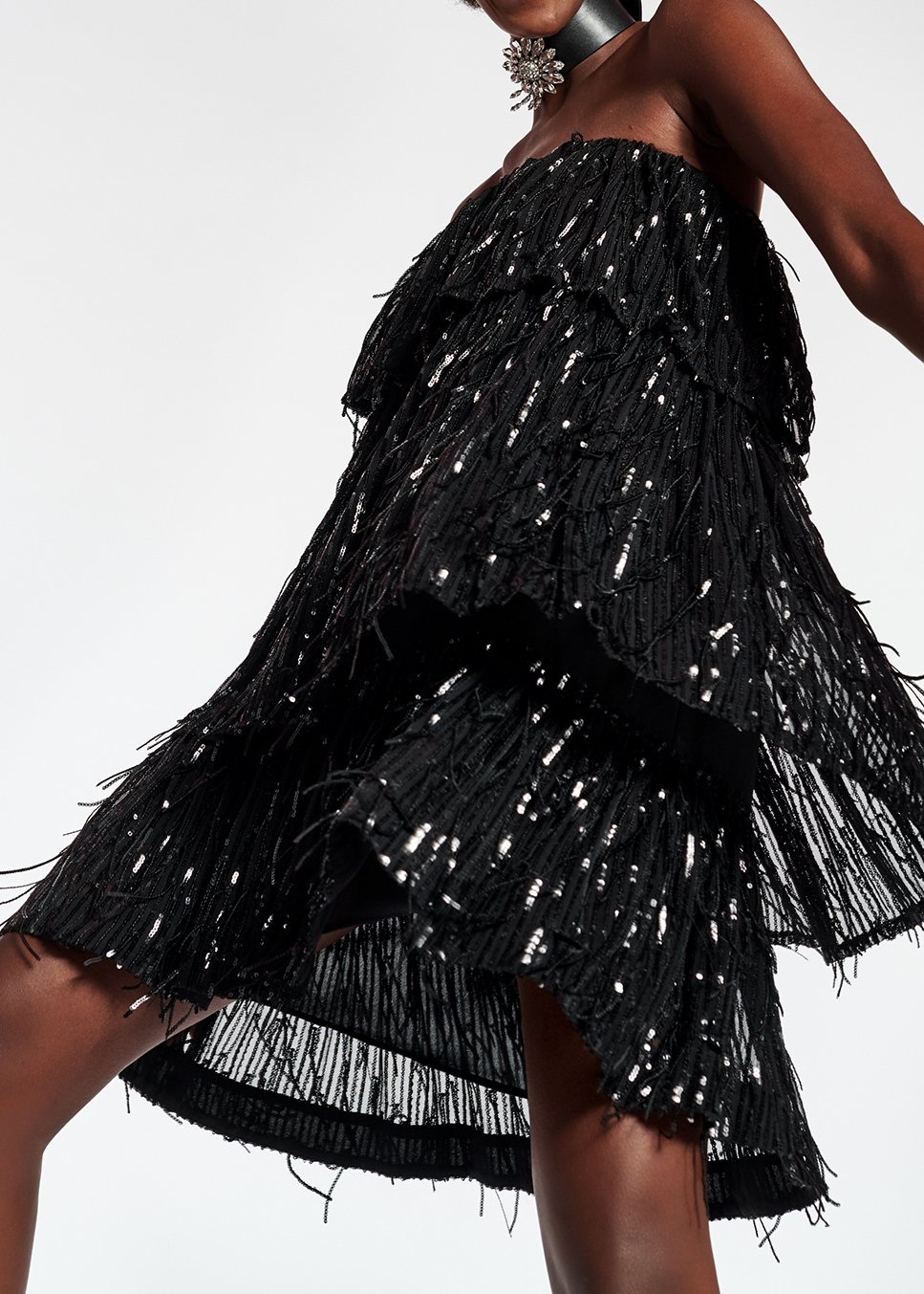 Mini robe noire à  paillettes RE—SSENTIEL seconde main photo 3