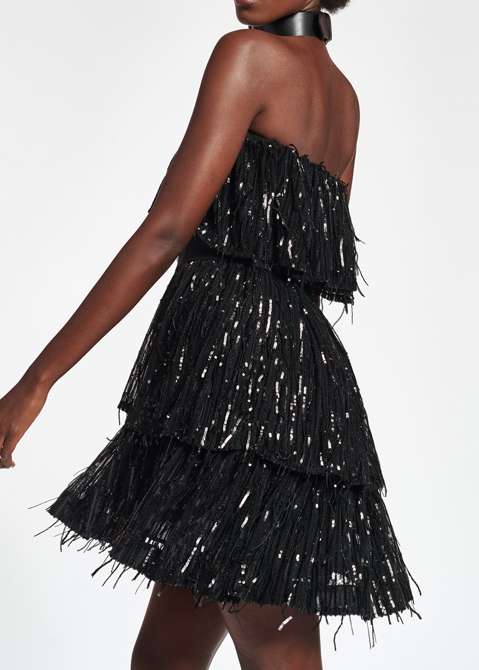 Mini robe noire à  paillettes RE—SSENTIEL seconde main photo 5