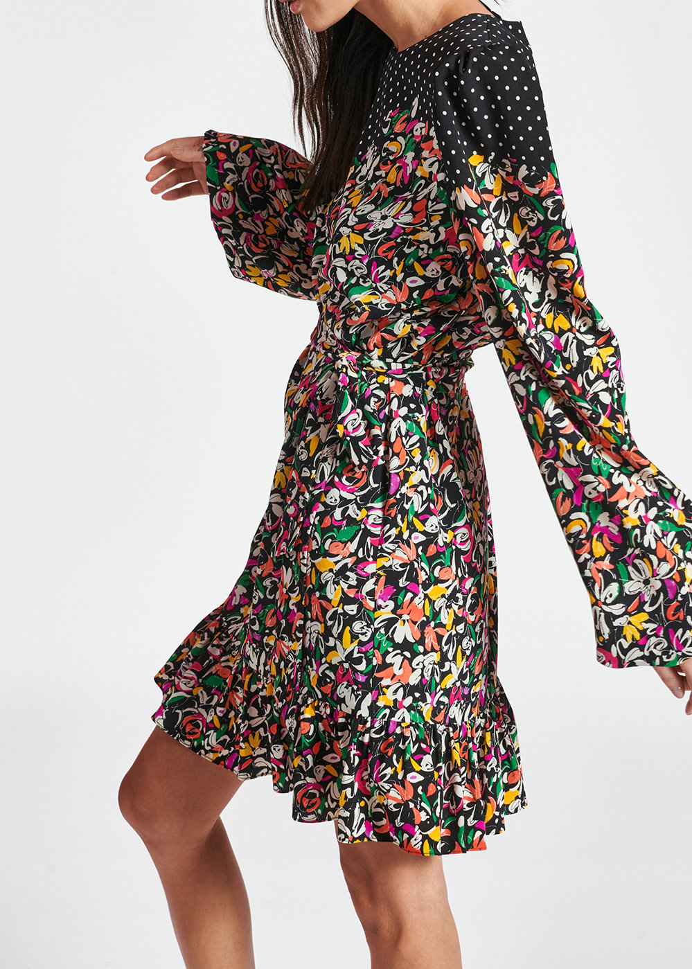 Colorful floral and polka-dot mixed-print dress RE—SSENTIEL second-hand photo 3