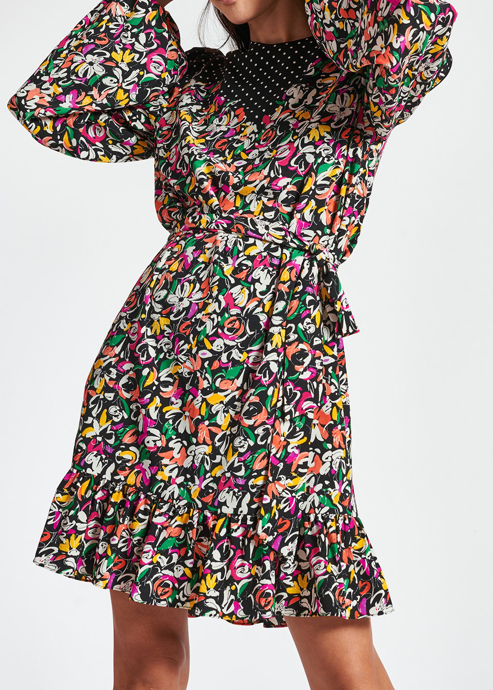 Colorful floral and polka-dot mixed-print dress RE—SSENTIEL second-hand photo 5