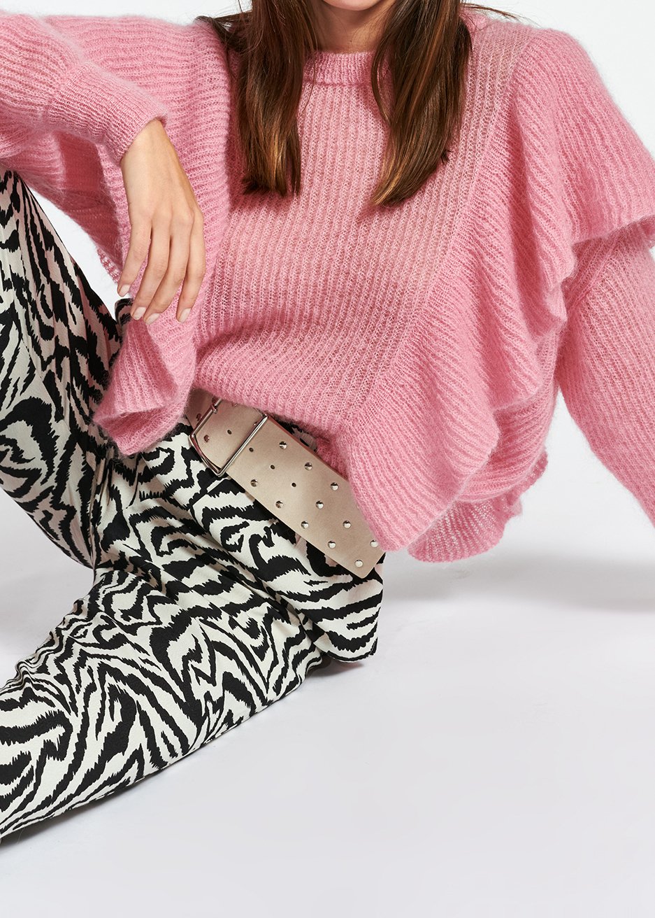 Pull rose en mohair et laine avec ruches RE—SSENTIEL seconde main photo 3