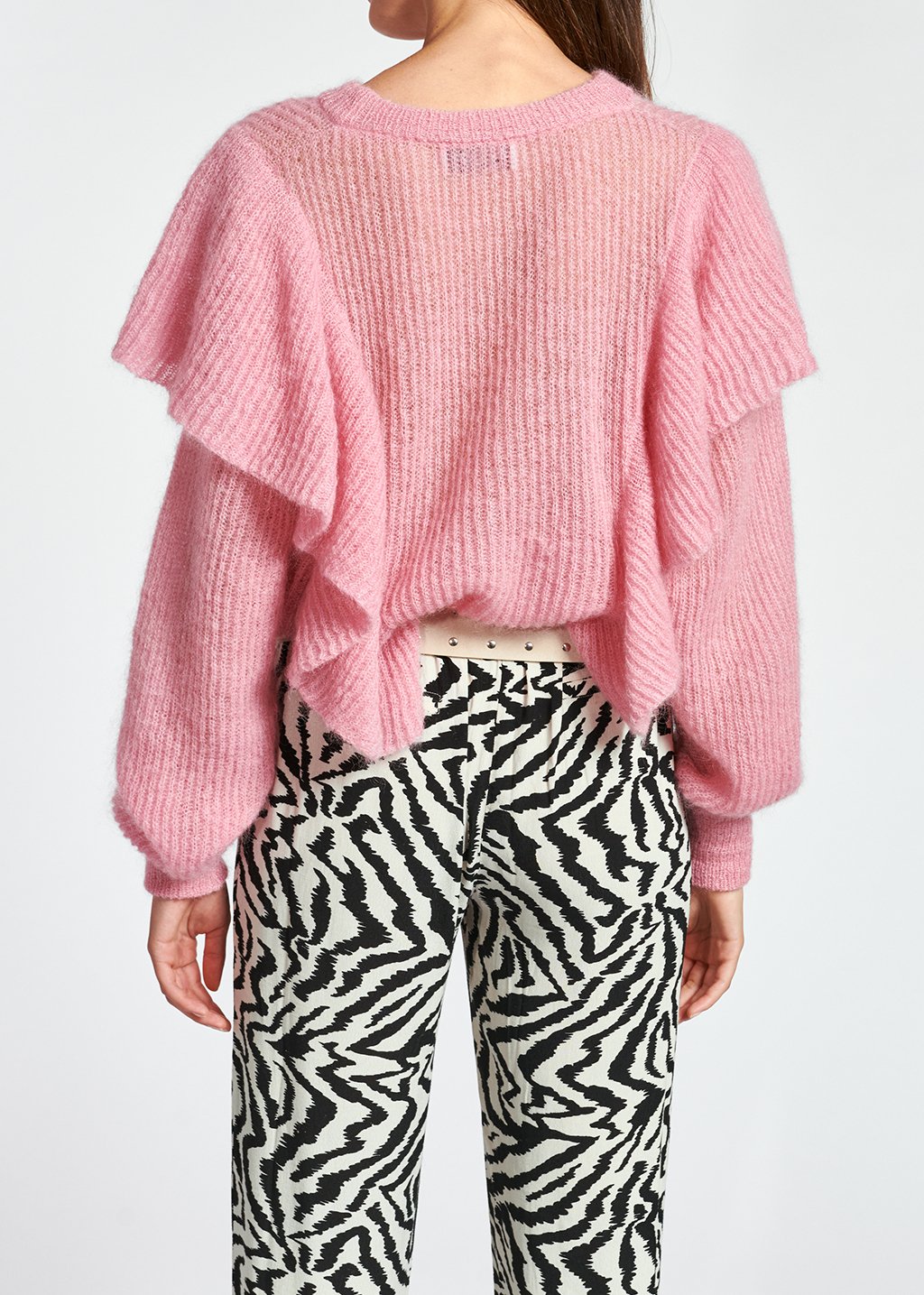 Pull rose en mohair et laine avec ruches RE—SSENTIEL seconde main photo 4