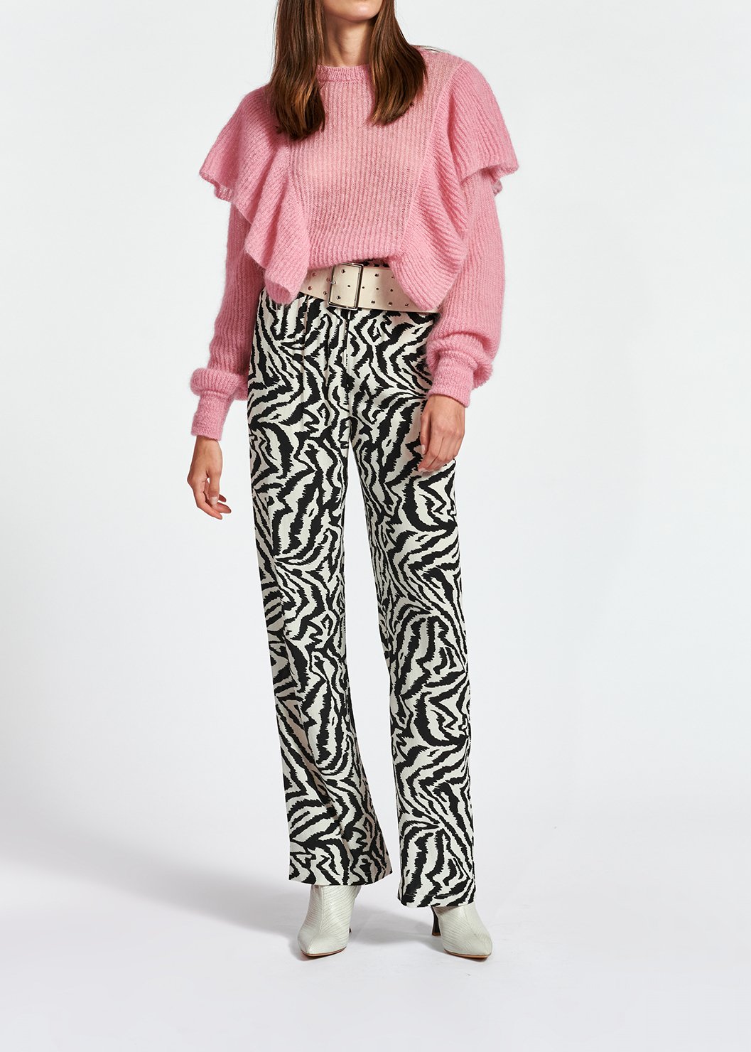 Pull rose en mohair et laine avec ruches RE—SSENTIEL seconde main photo 5