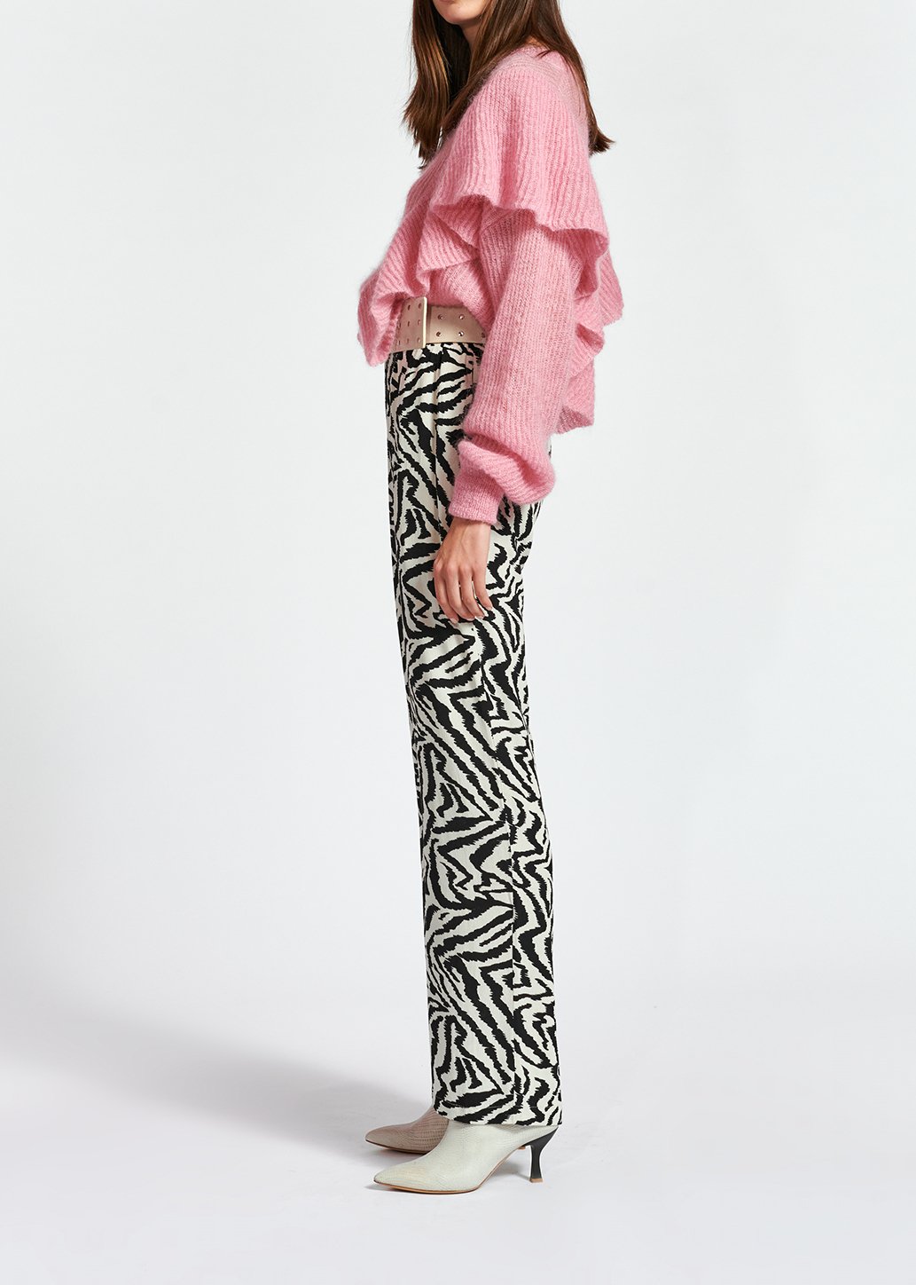 Pull rose en mohair et laine avec ruches RE—SSENTIEL seconde main photo 6