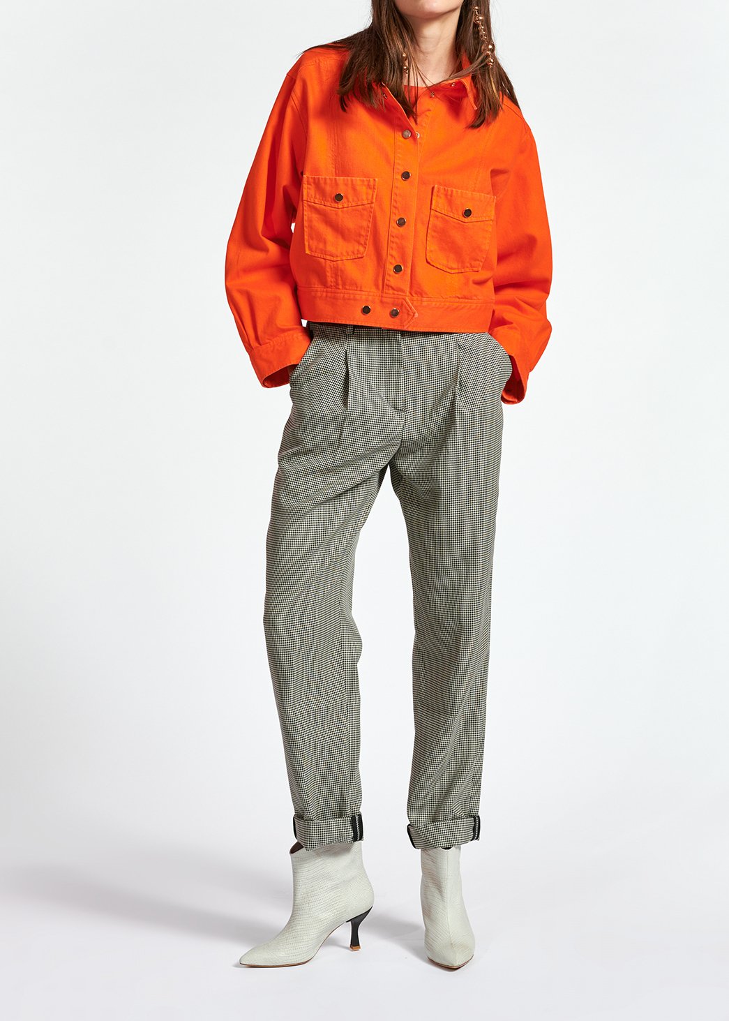 Wijde broek met pied-de-poule en hoge taille RE—SSENTIEL tweedehands photo 3