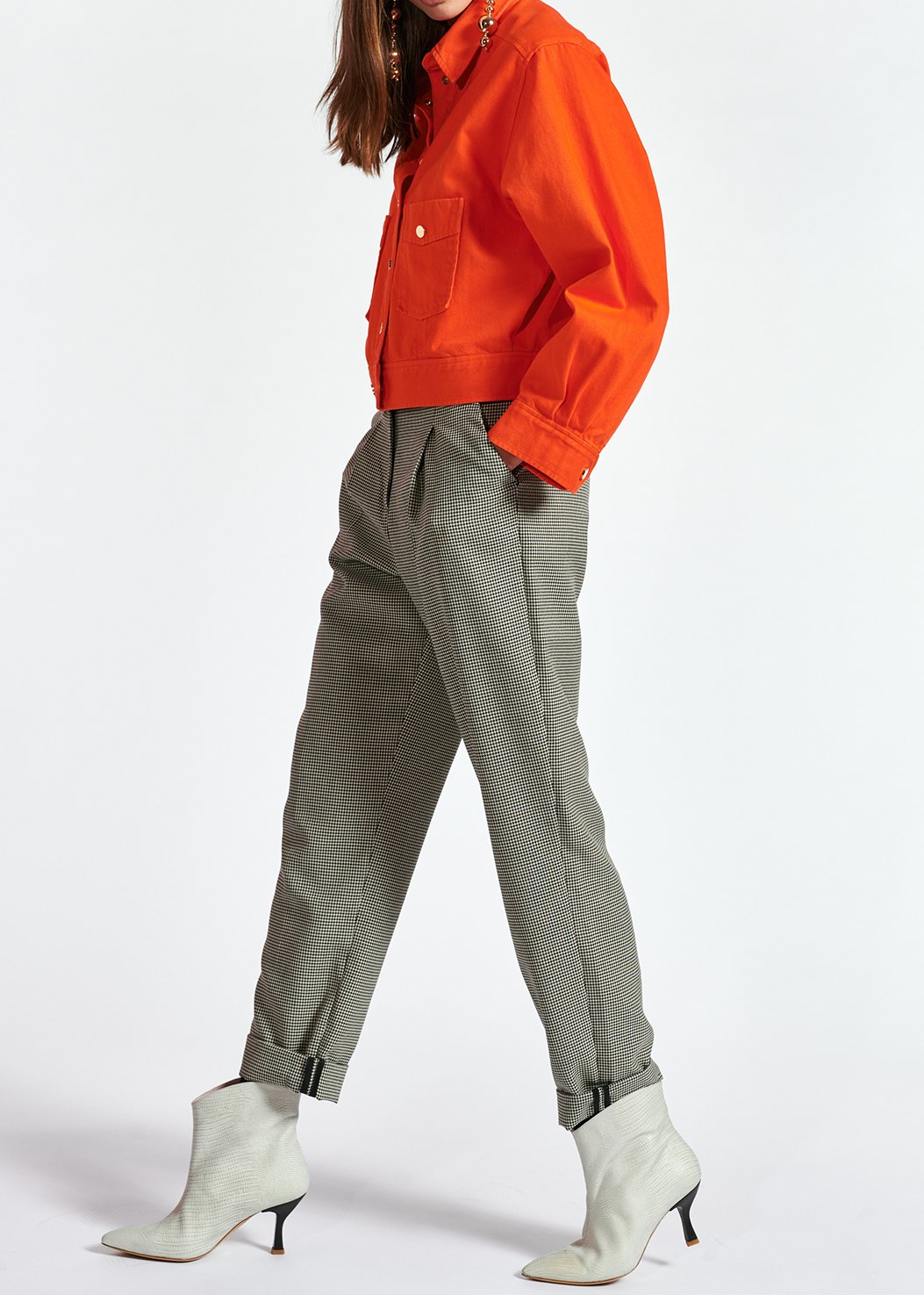 Wijde broek met pied-de-poule en hoge taille RE—SSENTIEL tweedehands photo 4