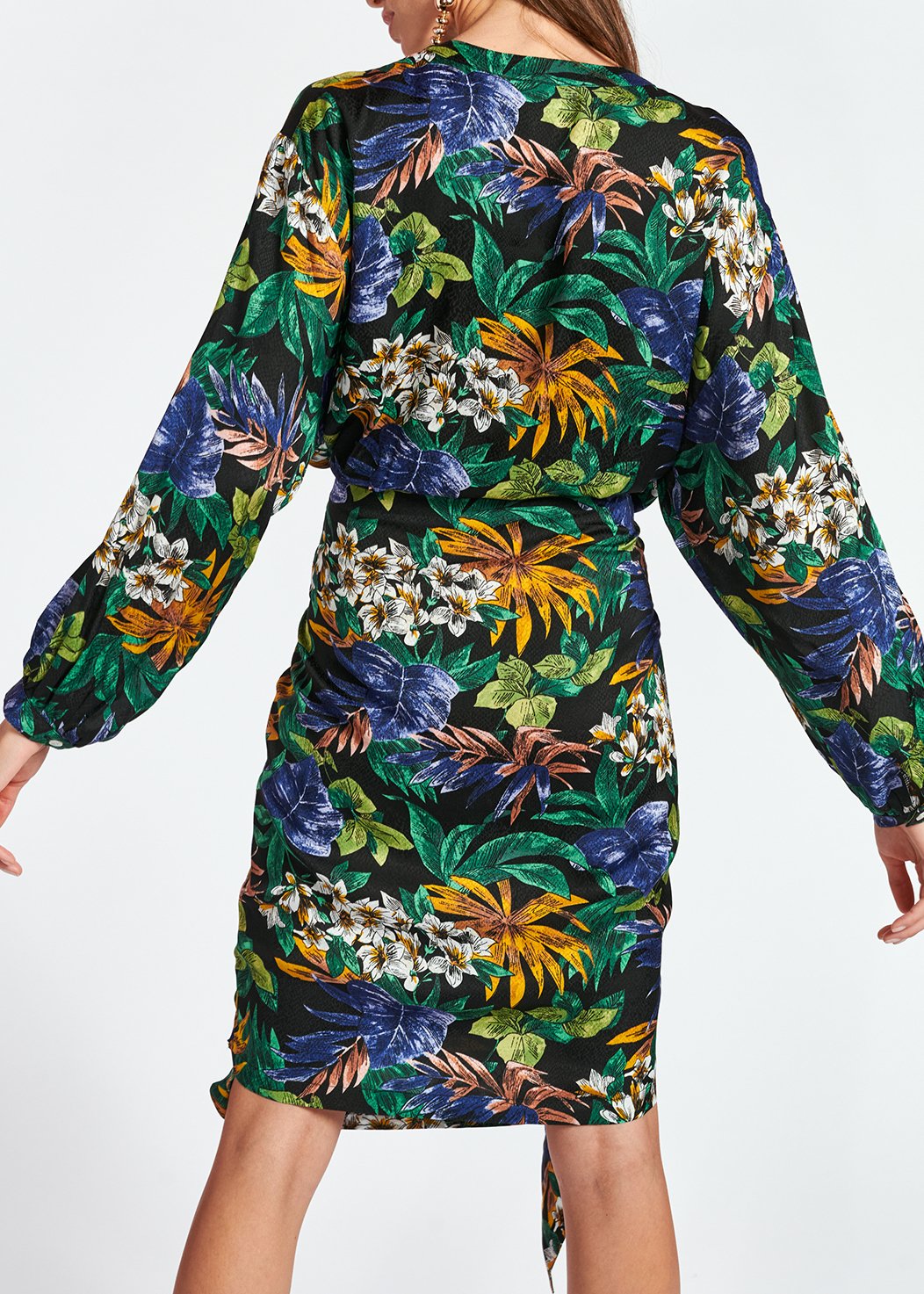 Groene, blauwe en oranje midi-jurk met bloemen RE—SSENTIEL tweedehands photo 5