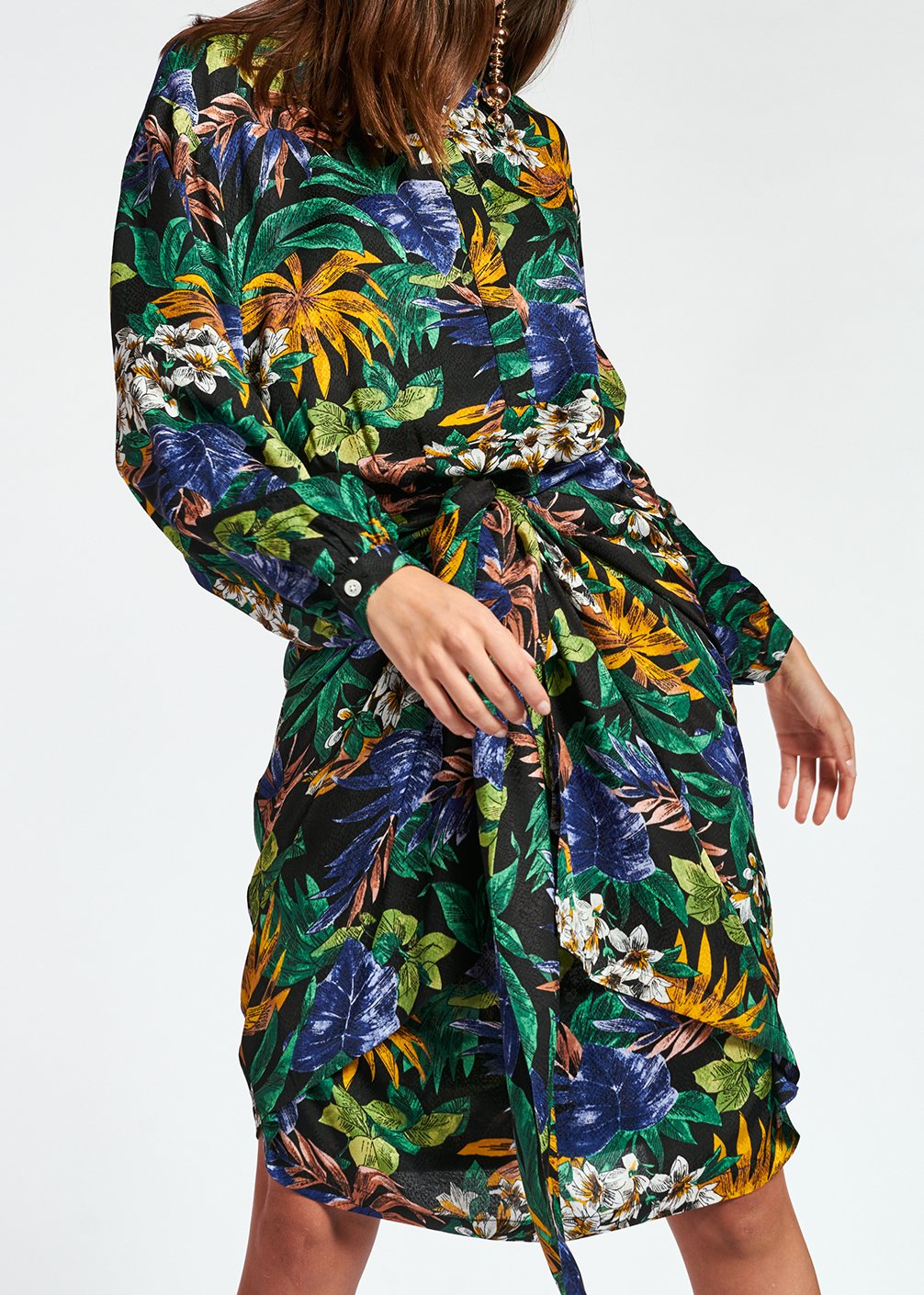 Groene, blauwe en oranje midi-jurk met bloemen RE—SSENTIEL tweedehands photo 6