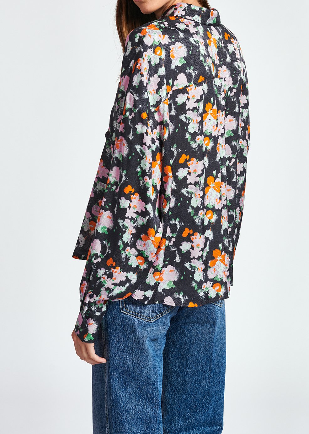 Chemise bleu foncé à  fleurs RE—SSENTIEL seconde main photo 4