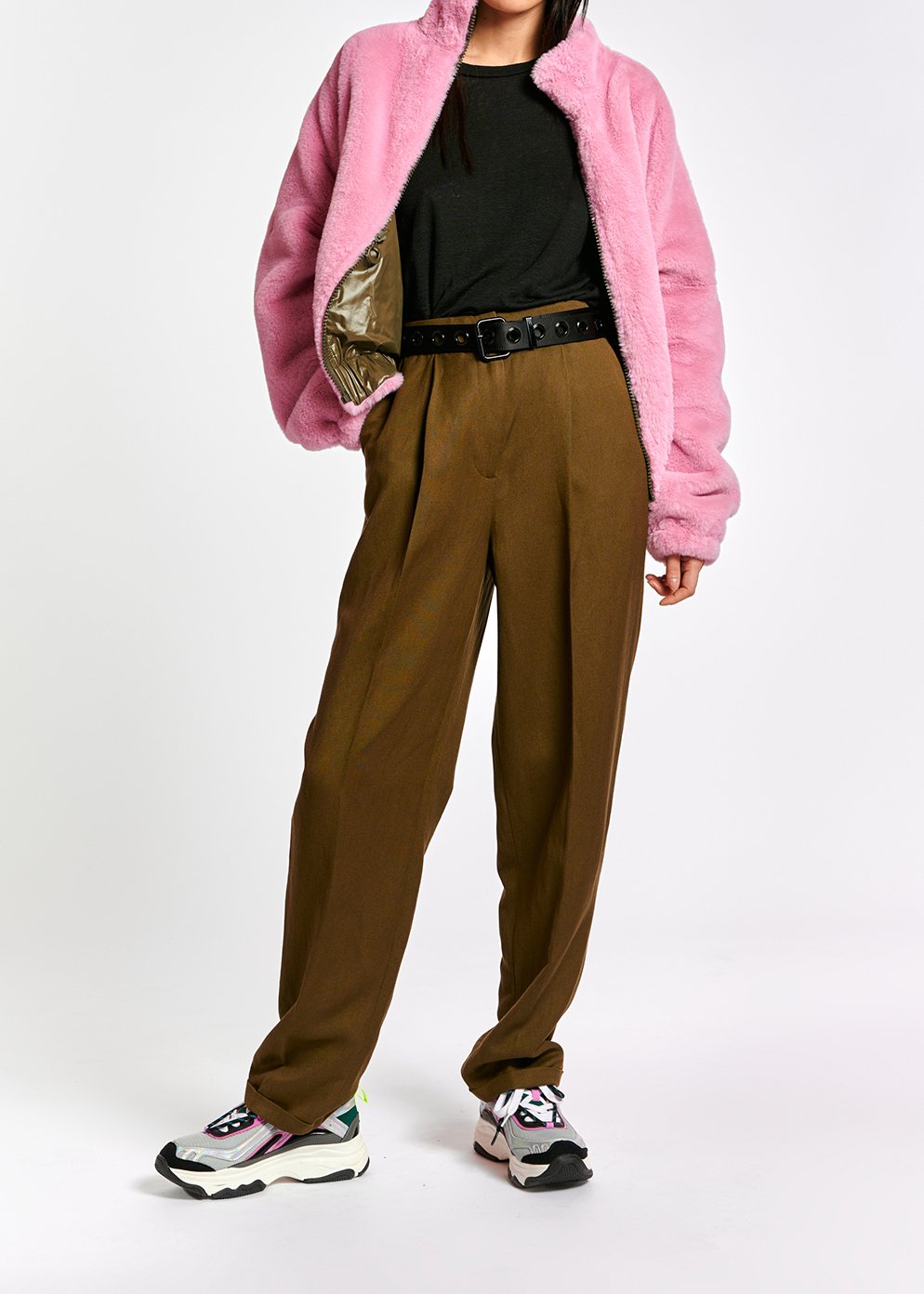 Kaki broek met middelhoge taille RE—SSENTIEL tweedehands photo 4