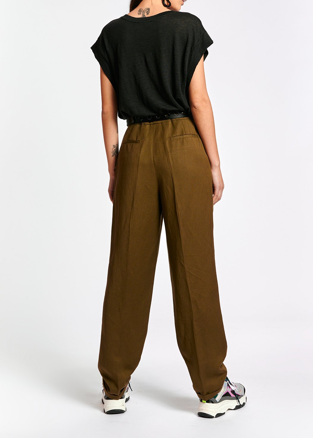 Kaki broek met middelhoge taille RE—SSENTIEL tweedehands photo 8