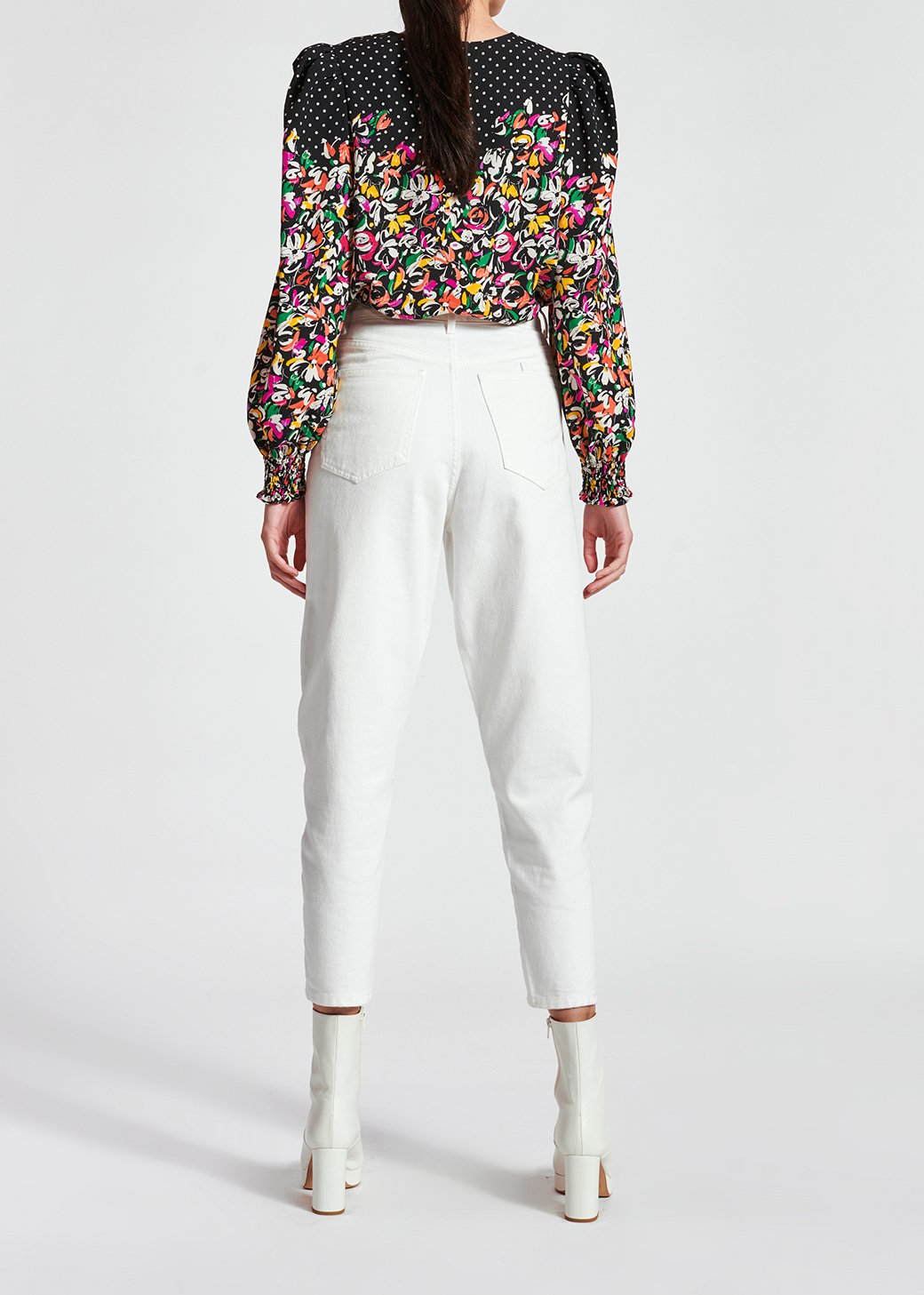 Kleurrijke top met bloemen- en stippenprint RE—SSENTIEL tweedehands photo 6