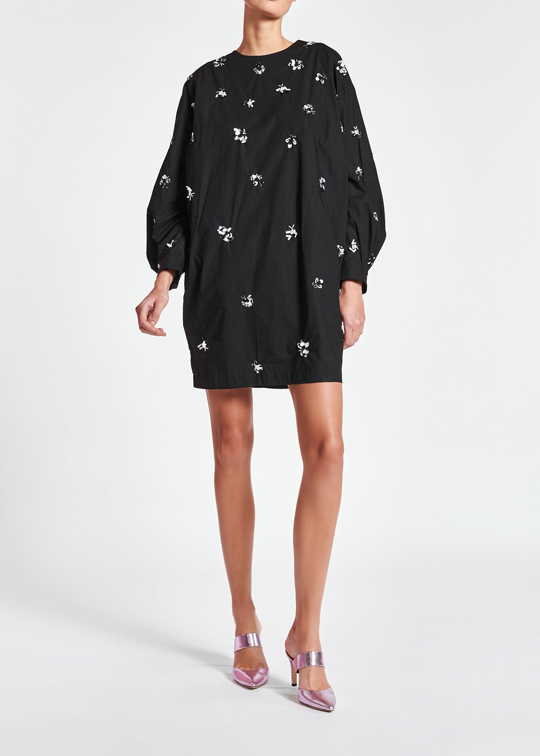 Robe noire en coton popeline à  paillettes RE—SSENTIEL seconde main photo 5