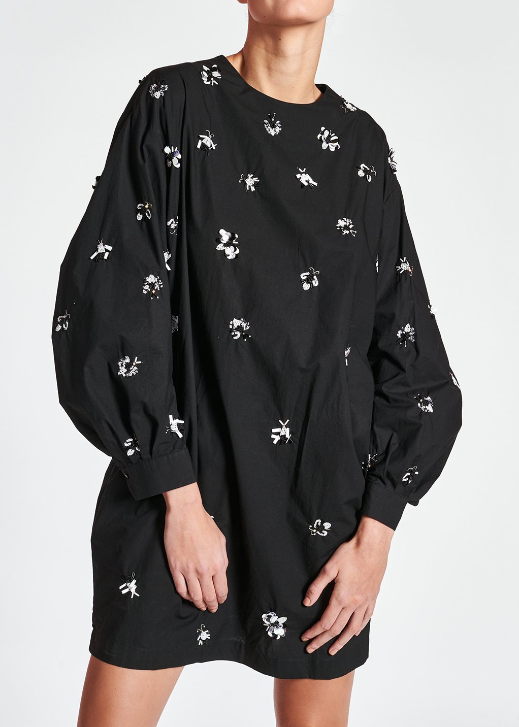 Robe noire en coton popeline à  paillettes RE—SSENTIEL seconde main photo 8