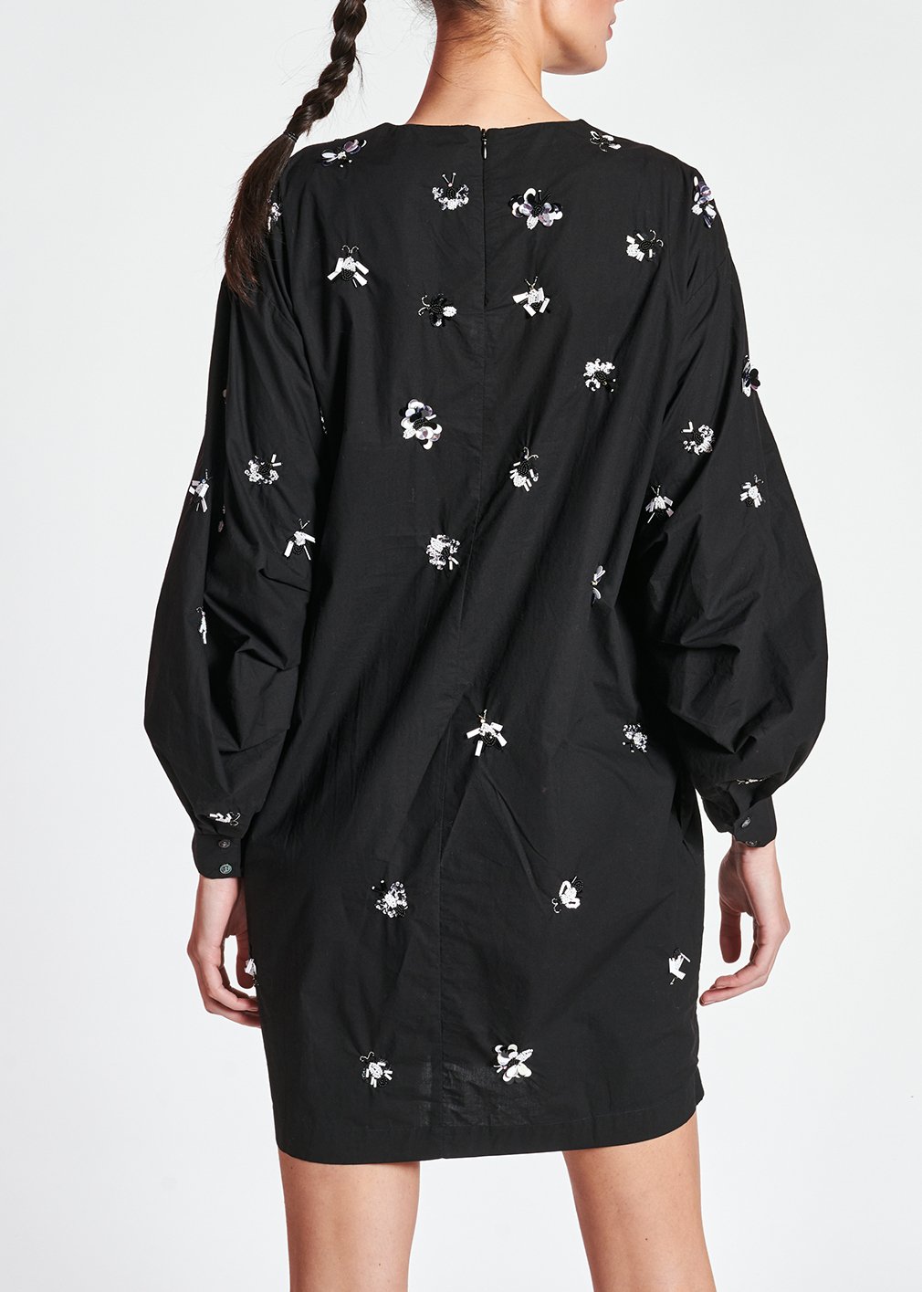 Robe noire en coton popeline à  paillettes RE—SSENTIEL seconde main photo 10