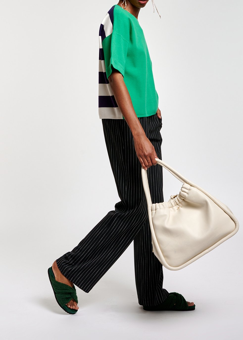 Black pinstripe wide-leg pants RE—SSENTIEL second-hand photo 8