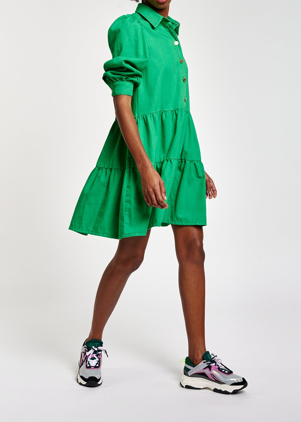 Groene midi-jeansjurk met A-lijn RE—SSENTIEL tweedehands photo 6