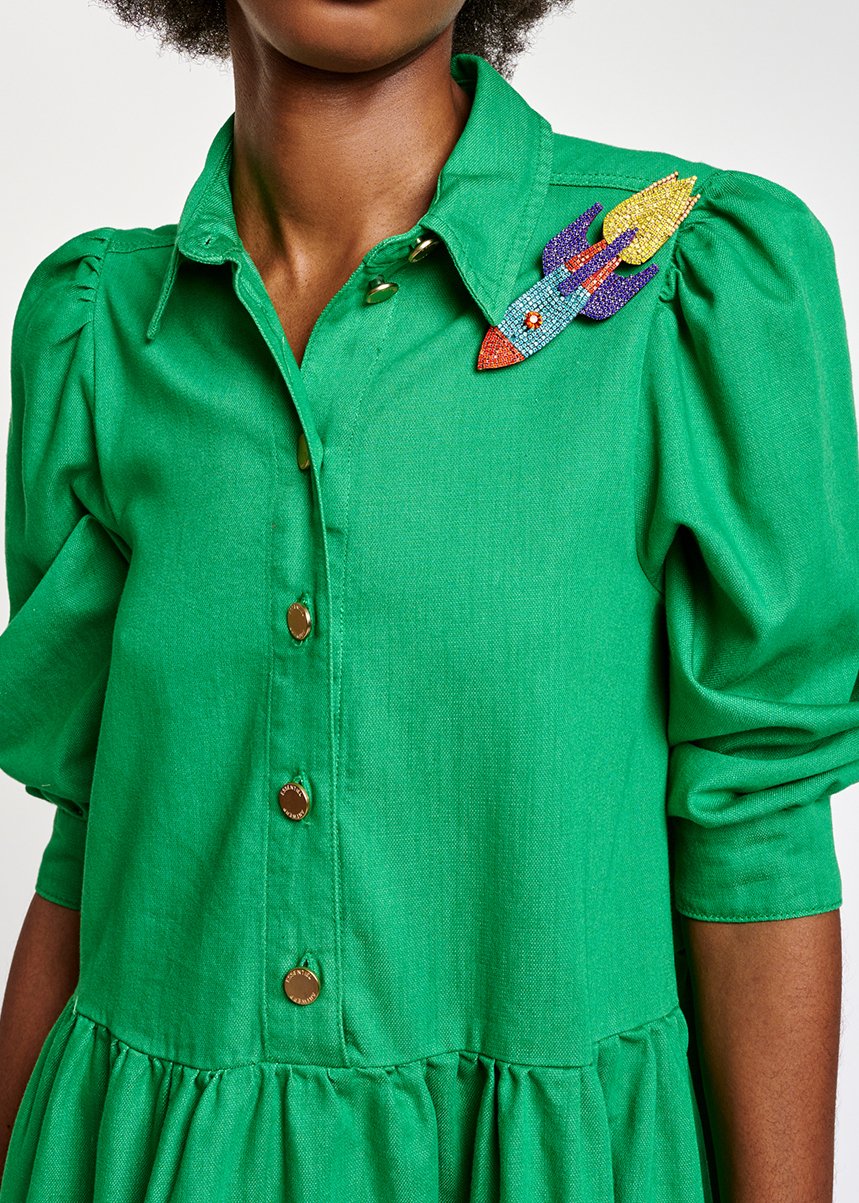 Groene midi-jeansjurk met A-lijn RE—SSENTIEL tweedehands photo 8