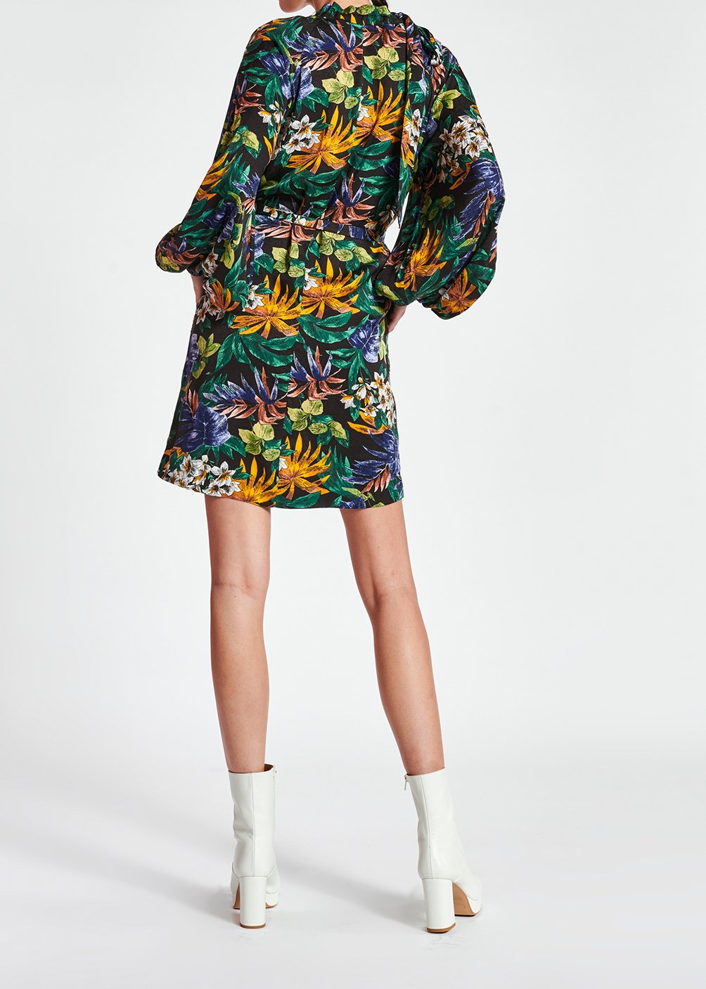 Mini robe noire à  fleurs avec noeud RE—SSENTIEL seconde main photo 8