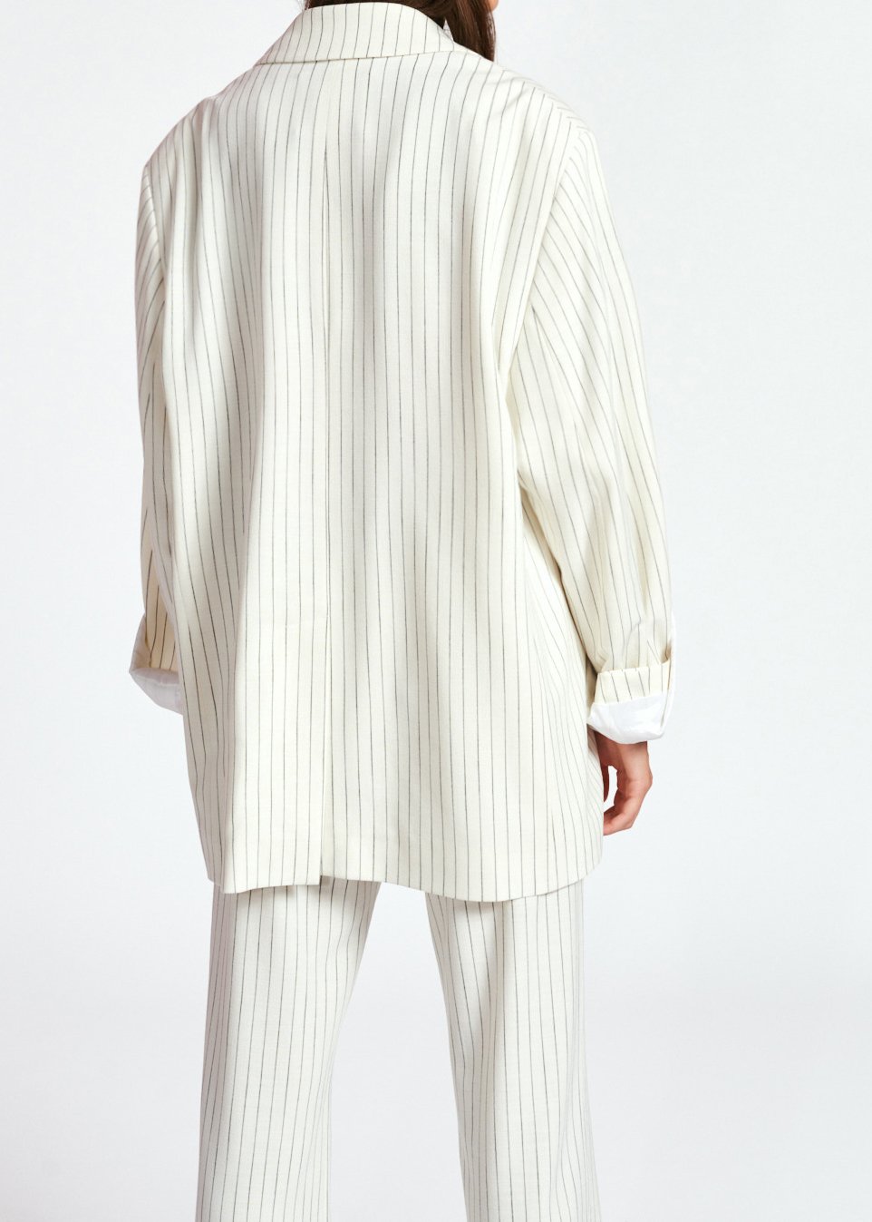 Veste oversize blanc cassé aux rayures fines RE—SSENTIEL seconde main photo 6