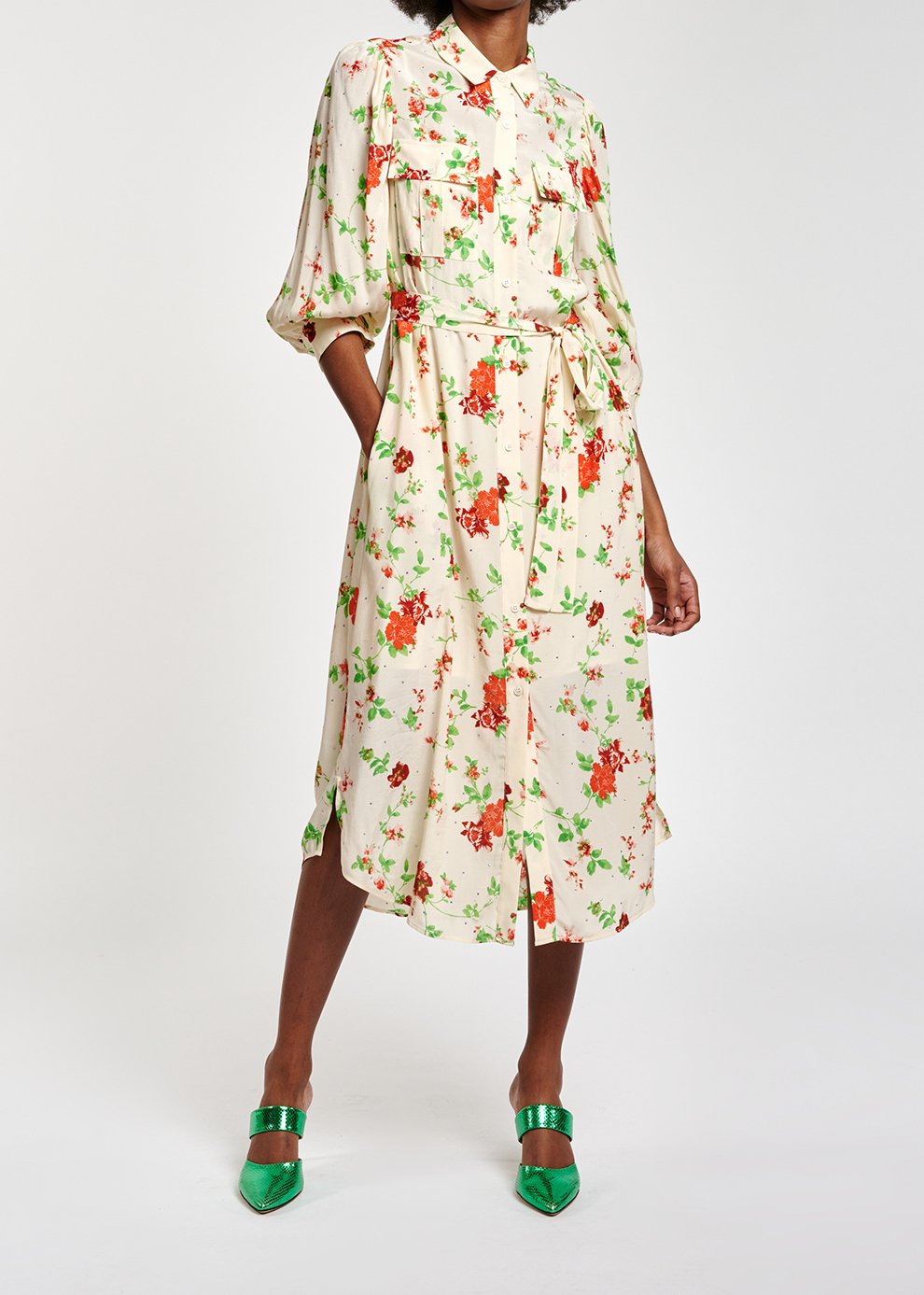Robe chemise blanc cassé à  imprimé fleuri RE—SSENTIEL seconde main photo 3