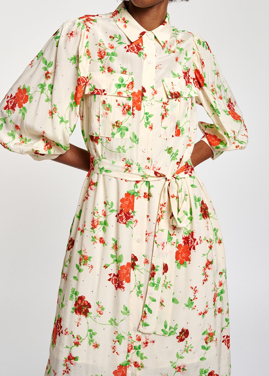 Robe chemise blanc cassé à  imprimé fleuri RE—SSENTIEL seconde main photo 8