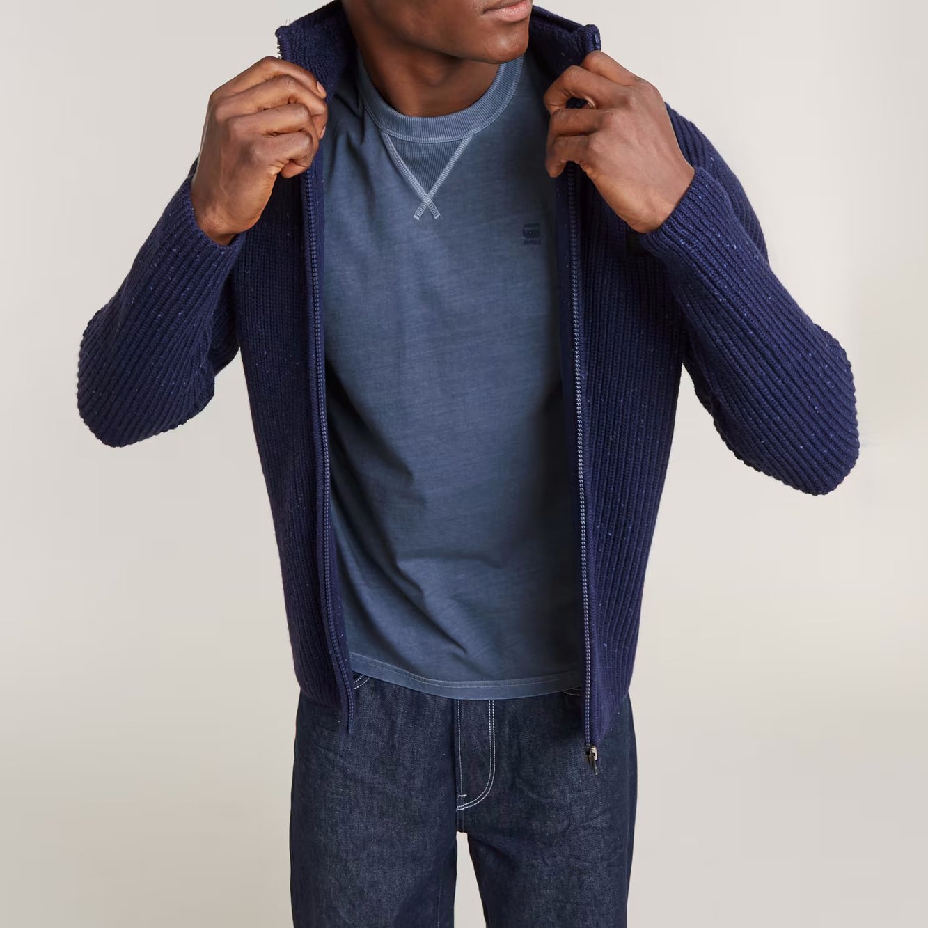 Double Collar Knitted Sweater Jacke G-star Second-Hand photo 3