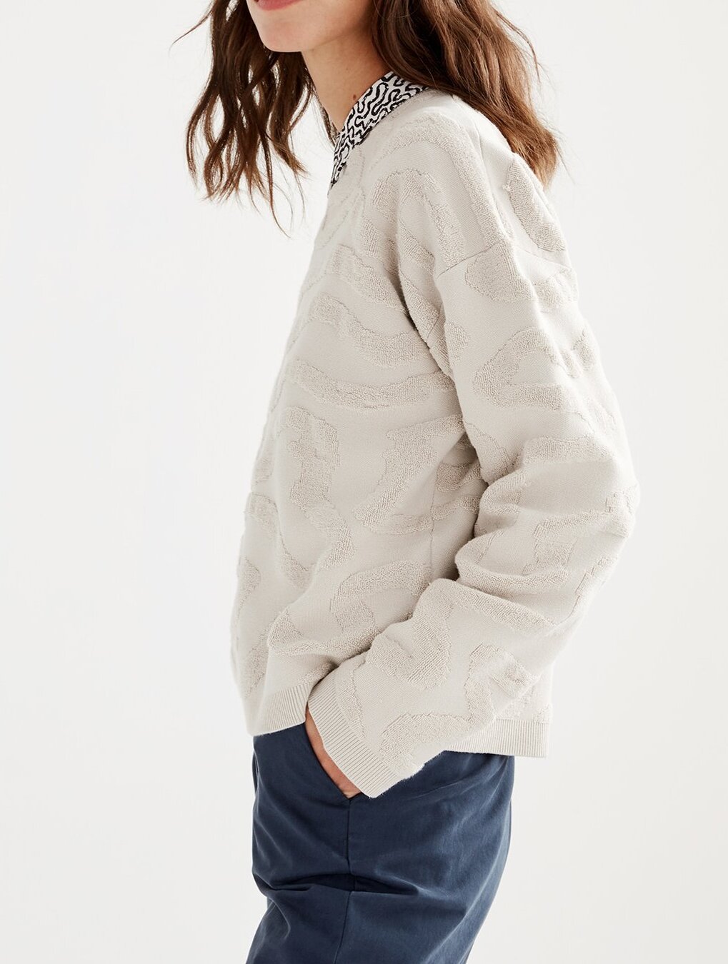 Pull col rond jacquard Aigle seconde main photo 5