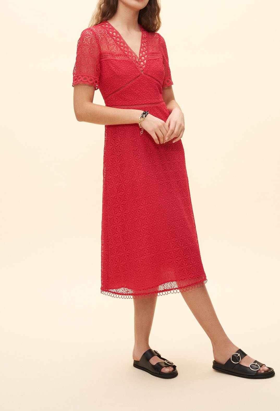 Photo produit Robe Longue En Guipure Rouge numéro 1