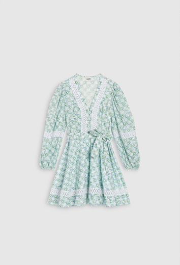 Robe Imprimée Bleue À Galons De Dentelle Claudie Seconde Main seconde main photo 1