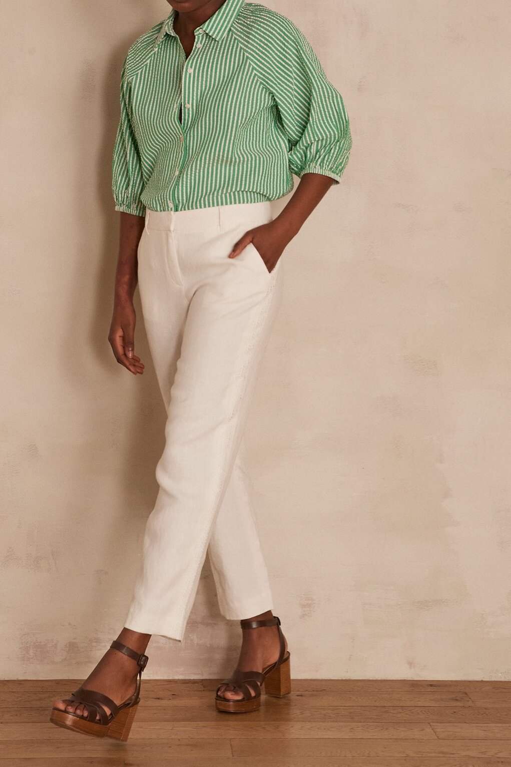 Pantalon chino en lin PAOLO Maison 123 seconde main photo 1