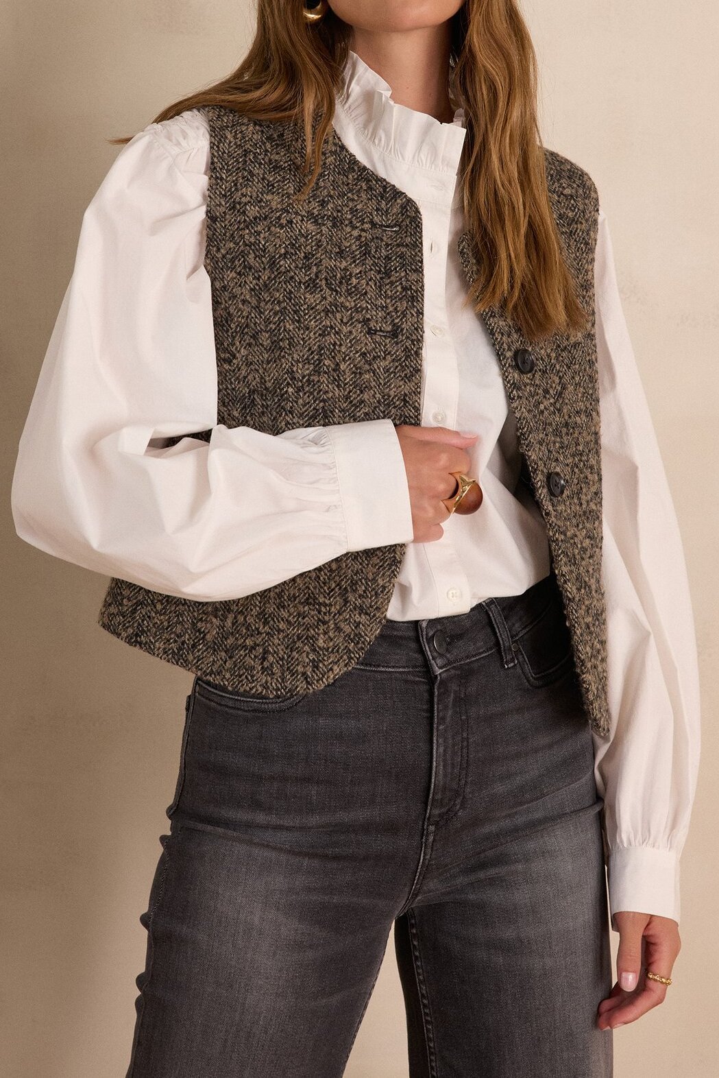 Photo produit Gilet sans manches PHARELL en laine tweed numéro 1