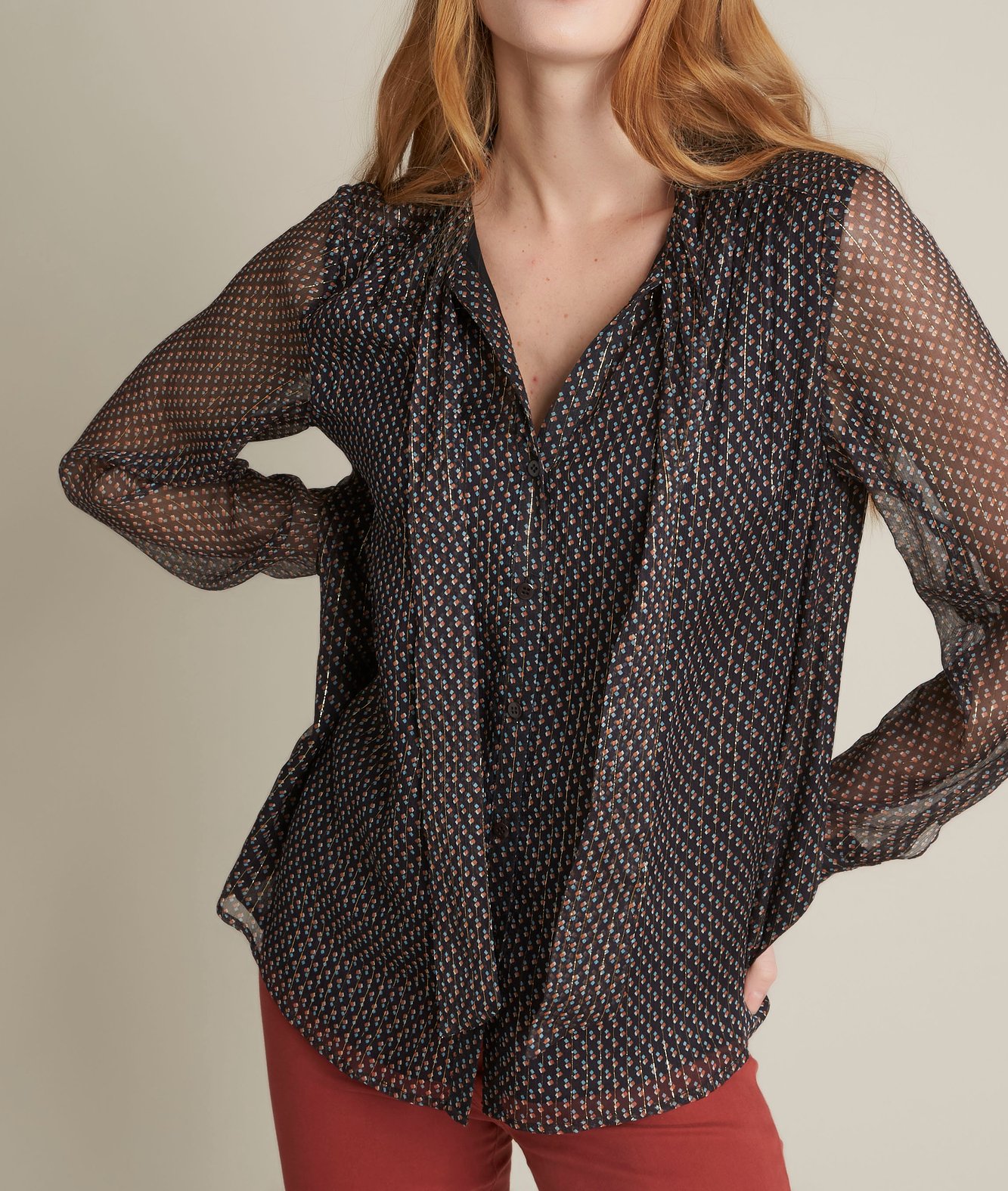 Blouse imprimée lavallière en soie Emie bis Maison 123 seconde main photo 1