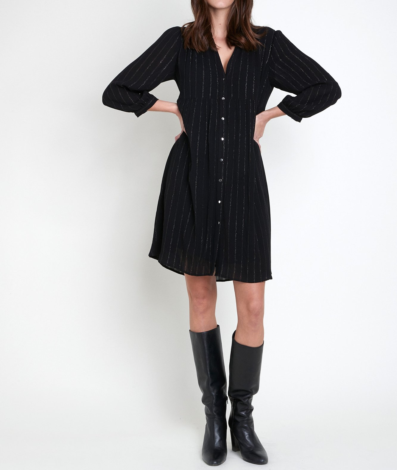 Robe chemise lurex noire Lana Maison 123 seconde main photo 2