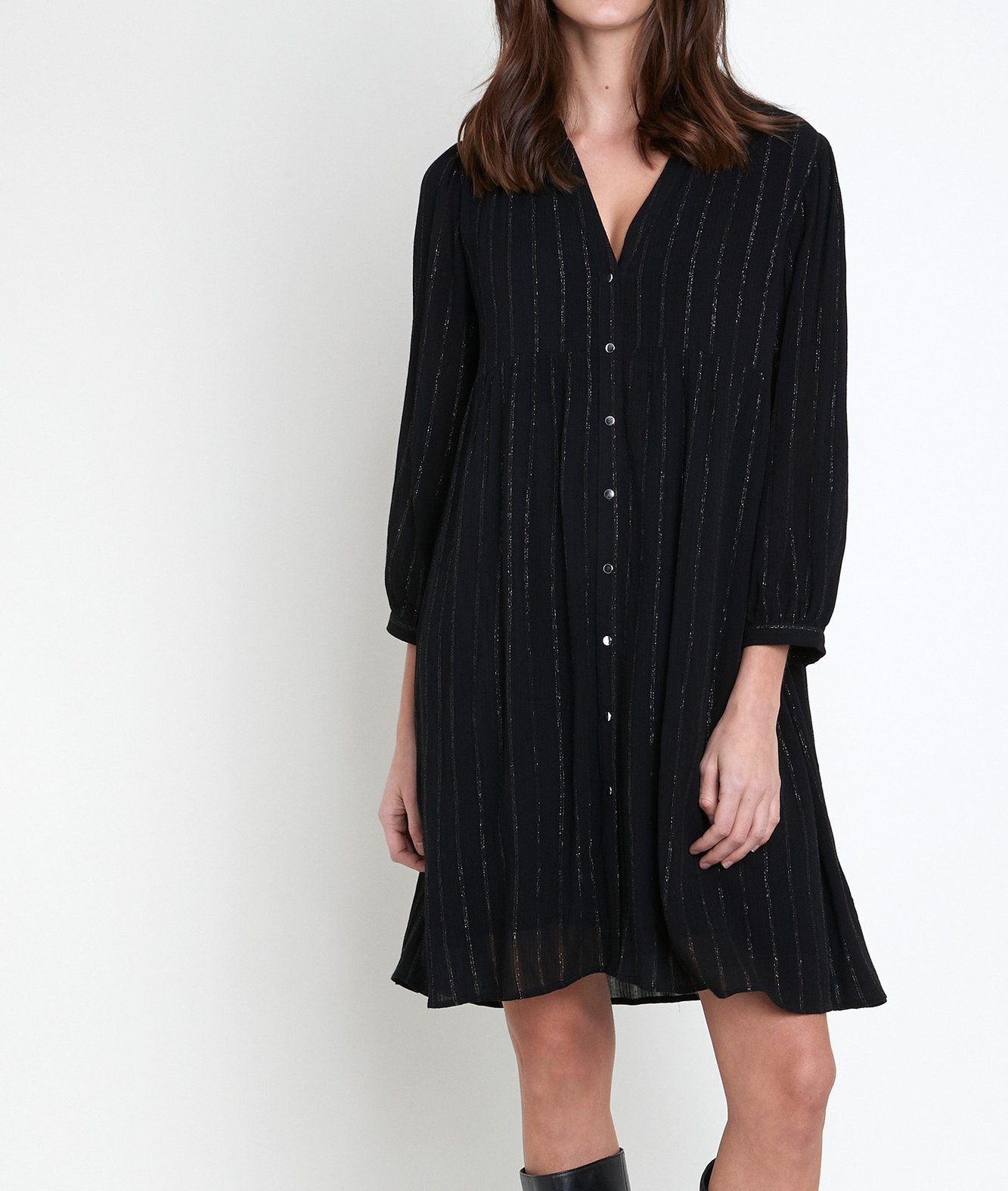 Robe chemise lurex noire Lana Maison 123 seconde main photo 1