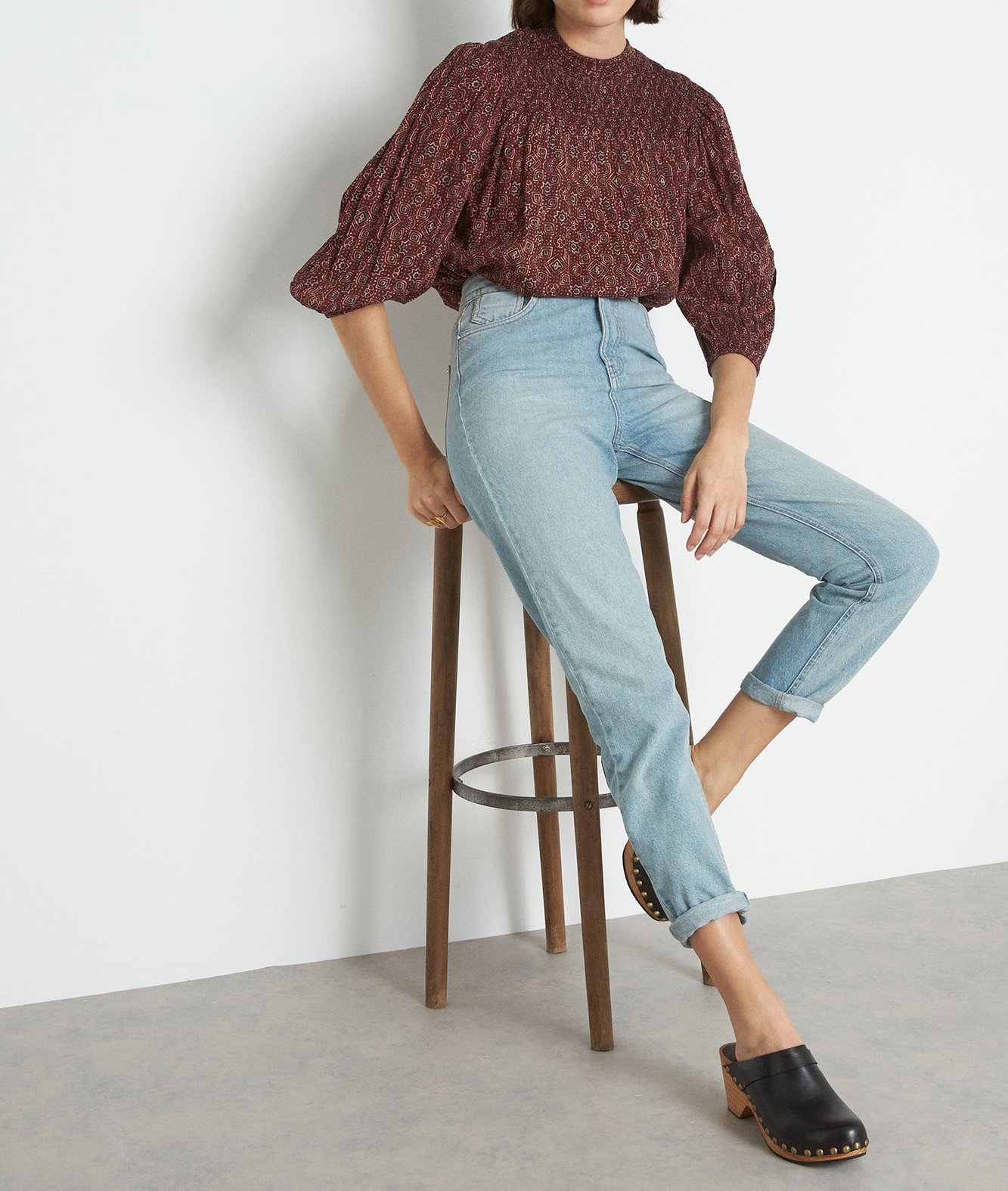 Jean mom en denim pure bleached Solene Maison 123 seconde main photo 1