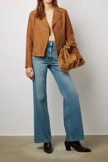 Veste biker en cuir velours - MAUD Gerard Darel seconde main photo 2