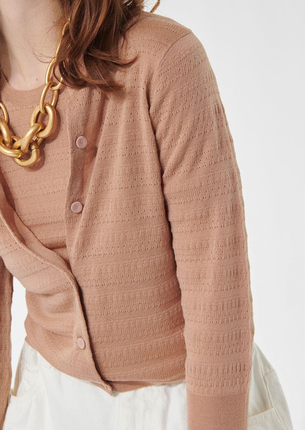 Gilet Gaspard beige en laine merinos extrafin Tara Jarmon seconde main photo 2